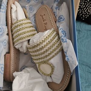 Jack Rogers Gold and White Braided Sandals